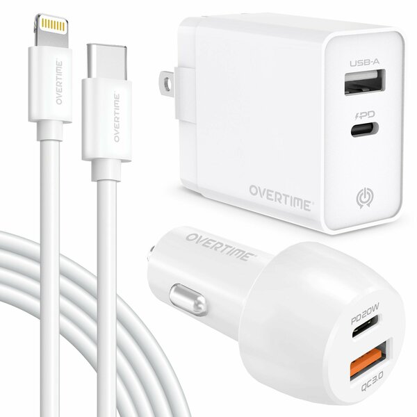 Overtime 3PC Charging Kit with 6ft iPhone Charging Cable OHC6IC